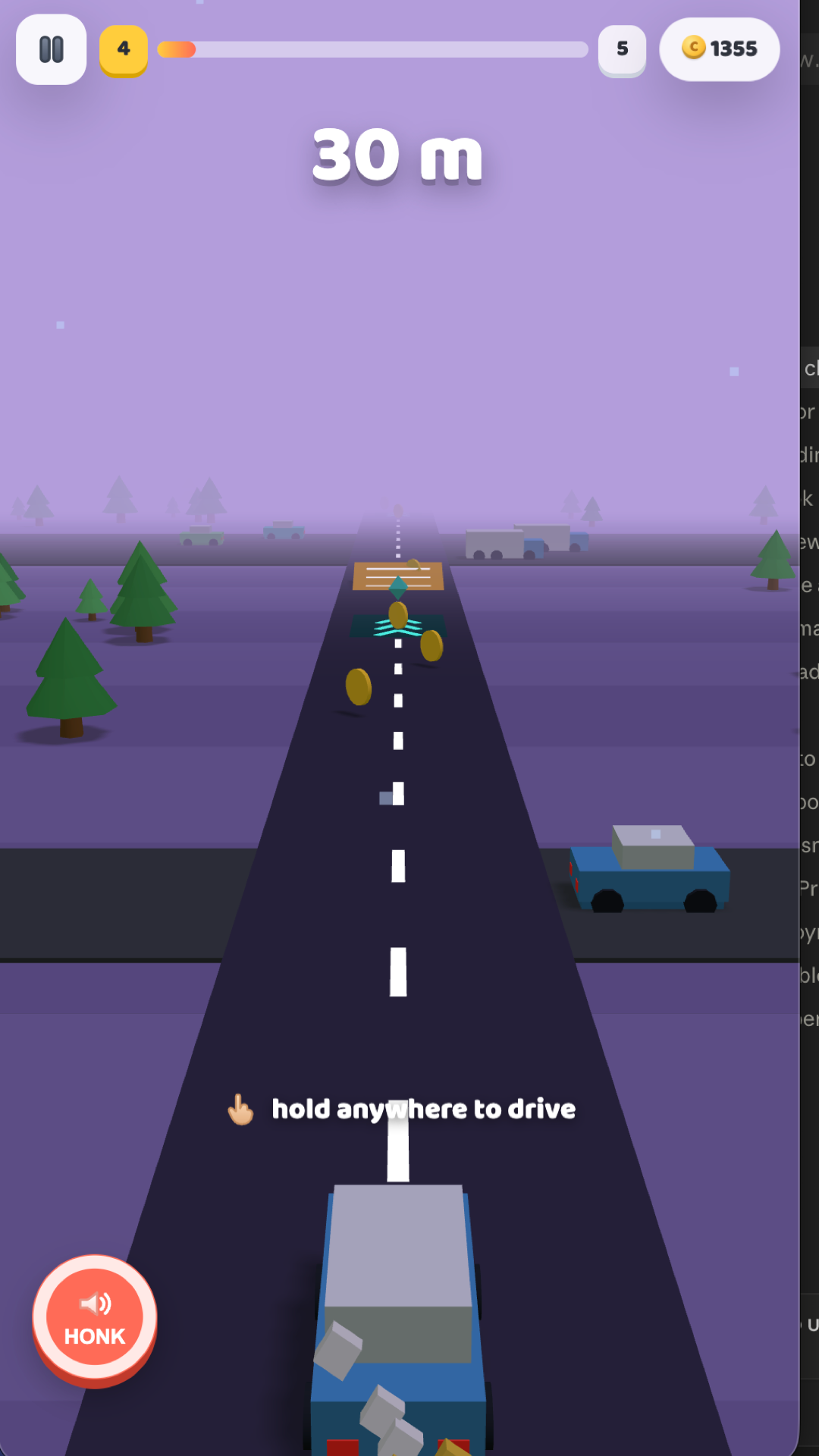 Tap Traffic gameplay: a car waiting at a busy intersection